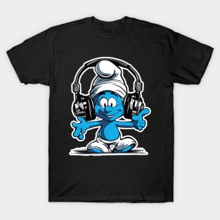 cute smurf listening to music T-Shirt